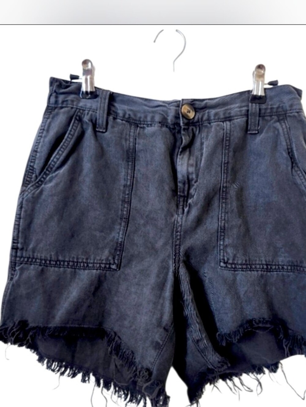 Aerie Dark Gray Frayed Jean Shorts XS